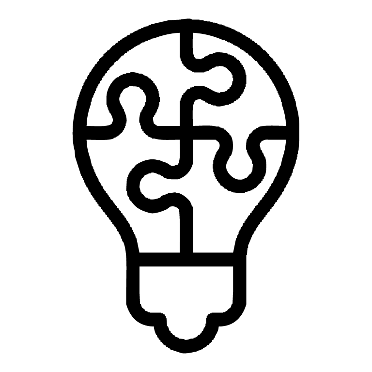 ikona żarówki złożonej z puzzli
